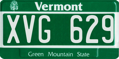 VT license plate XVG629