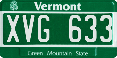VT license plate XVG633