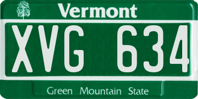VT license plate XVG634