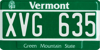 VT license plate XVG635