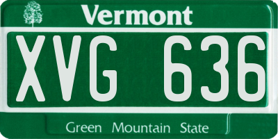 VT license plate XVG636
