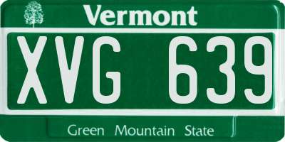 VT license plate XVG639