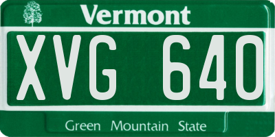 VT license plate XVG640