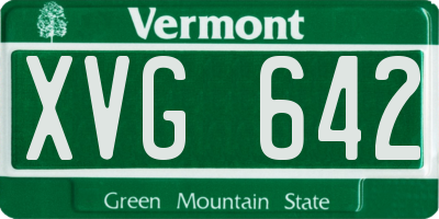 VT license plate XVG642
