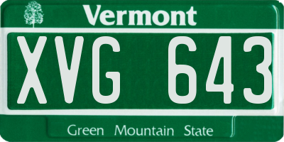 VT license plate XVG643