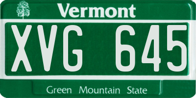 VT license plate XVG645