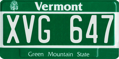 VT license plate XVG647