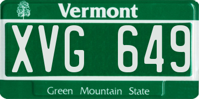 VT license plate XVG649