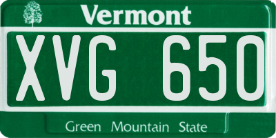VT license plate XVG650