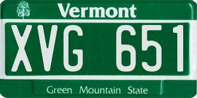 VT license plate XVG651