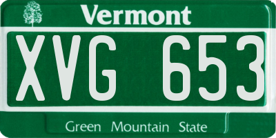 VT license plate XVG653