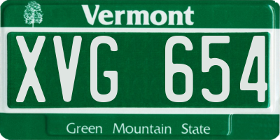 VT license plate XVG654