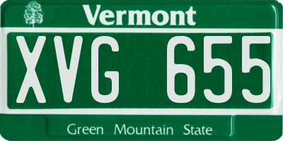 VT license plate XVG655