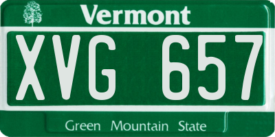 VT license plate XVG657