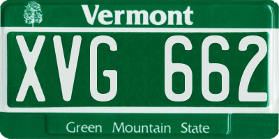 VT license plate XVG662