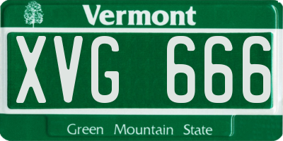 VT license plate XVG666