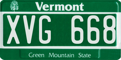 VT license plate XVG668
