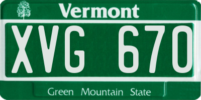 VT license plate XVG670