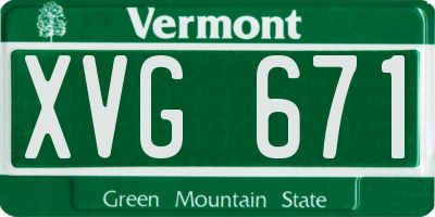 VT license plate XVG671