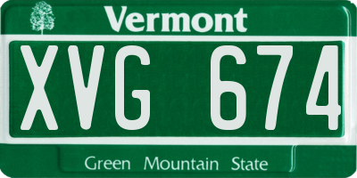 VT license plate XVG674
