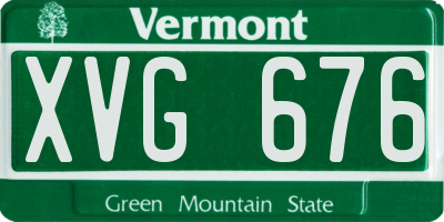 VT license plate XVG676
