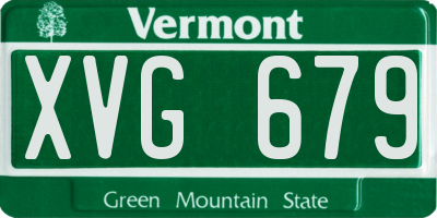 VT license plate XVG679