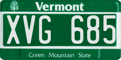 VT license plate XVG685