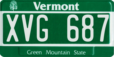 VT license plate XVG687