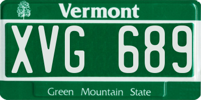 VT license plate XVG689
