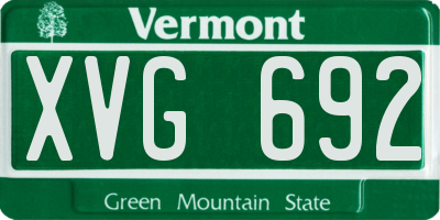 VT license plate XVG692