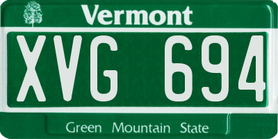 VT license plate XVG694