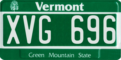 VT license plate XVG696