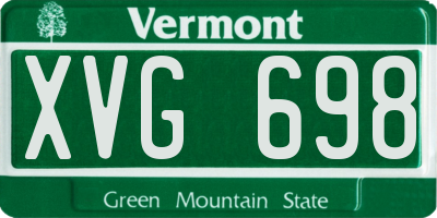 VT license plate XVG698