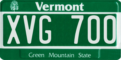 VT license plate XVG700