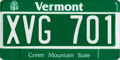 VT license plate XVG701