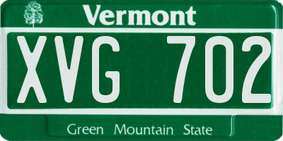 VT license plate XVG702