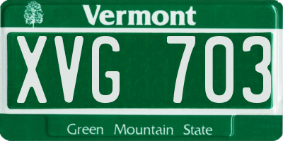 VT license plate XVG703
