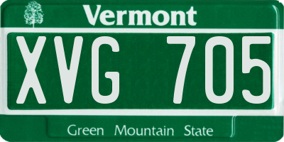 VT license plate XVG705