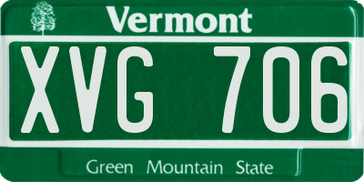 VT license plate XVG706