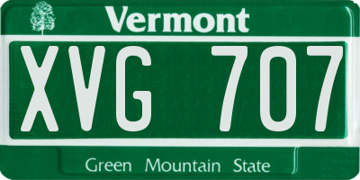 VT license plate XVG707