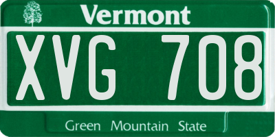 VT license plate XVG708