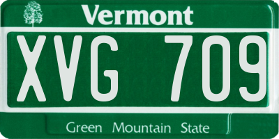 VT license plate XVG709