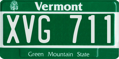 VT license plate XVG711