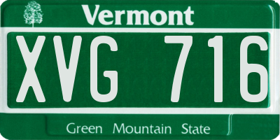 VT license plate XVG716