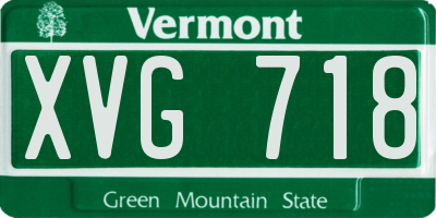 VT license plate XVG718