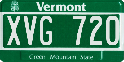 VT license plate XVG720