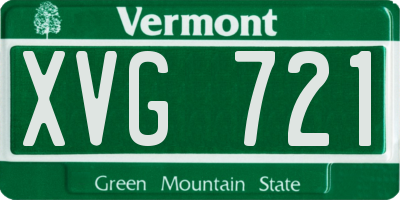 VT license plate XVG721