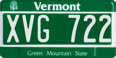 VT license plate XVG722