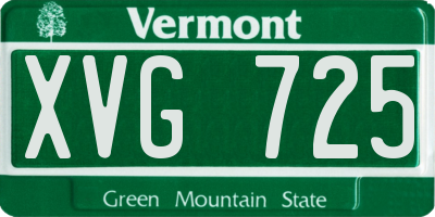 VT license plate XVG725