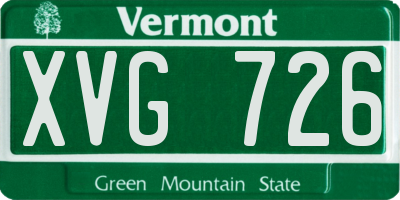 VT license plate XVG726